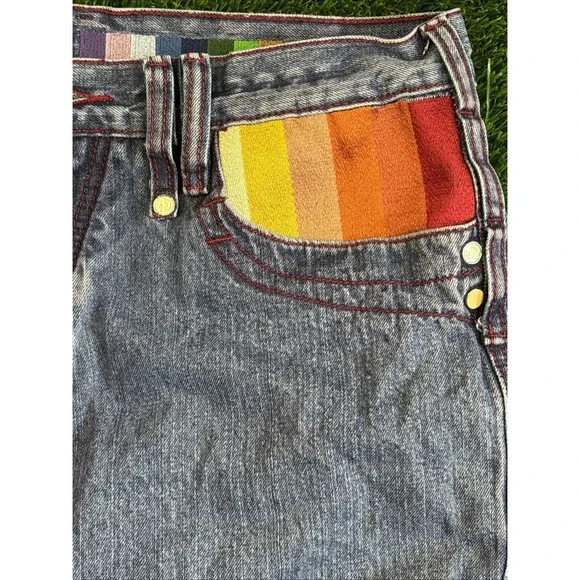 VTG Coogi Jeans Mens 36x33 Blue Y2K Hip Hop Baggy Embroidered Colorful Tag 34x32